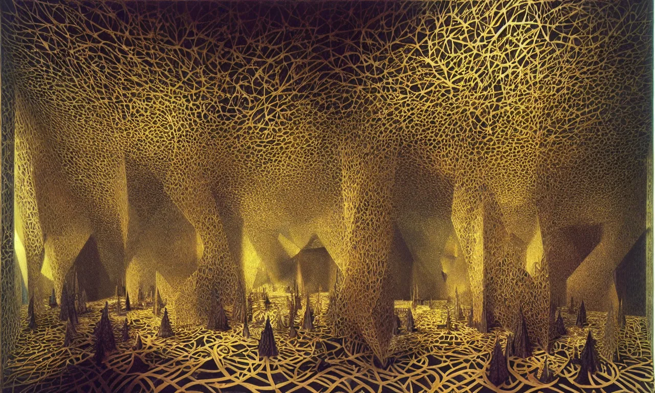 Image similar to building, jungle, kirigami, dichromatism, paradox, volumetric light, insanely detailed and intricate, hypermaximalist, elegant, ornate, hyper realistic, super detailed, by remedios varo uranga