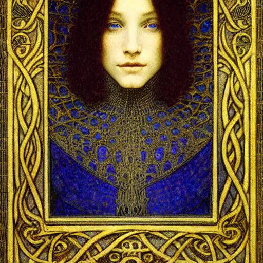 Prompt: detailed realistic face portrait of a beautiful young medieval queen by jean delville, art nouveau, symbolist, visionary, gothic