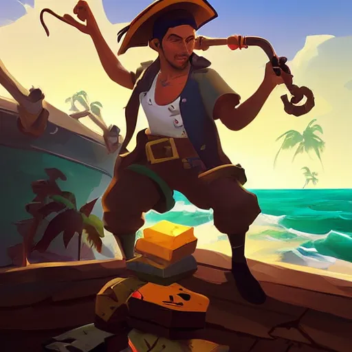 Image similar to painting treasure on sea of thieves game smooth median photoshop filter cutout vector, behance hd by jesper ejsing, by rhads, makoto shinkai and lois van baarle, ilya kuvshinov, rossdraws global illumination