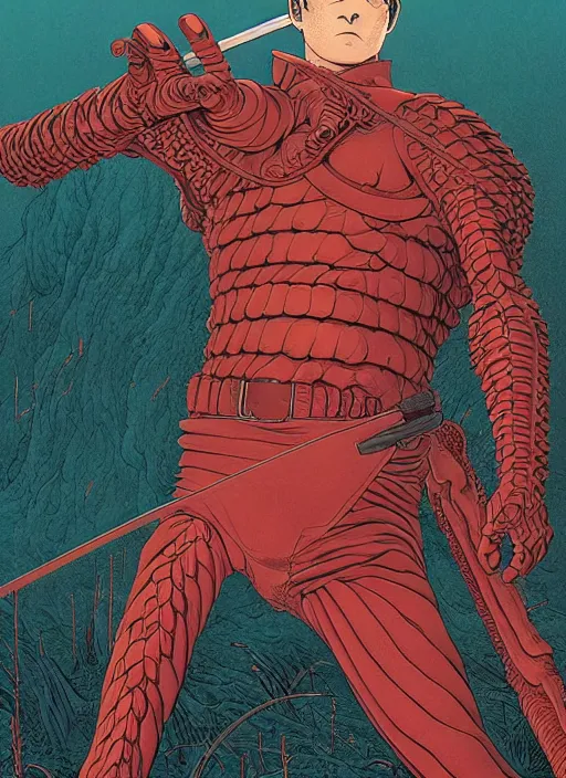 Image similar to highly detailed poster artwork by Michael Whelan and Tomer Hanuka, of Guts, from scene from Berserk, clean