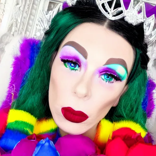 Prompt: lgbtq elf queen wearing white lipstick