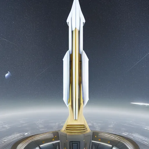 Prompt: art deco spaceport, white and gold, highly detailed, octane render, 8 k