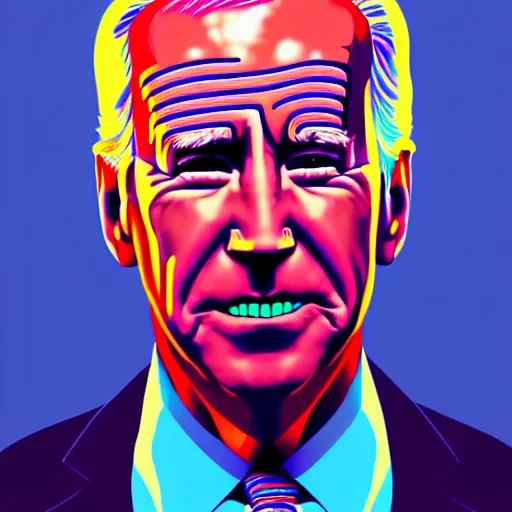 Image similar to An extremely psychedelic portrait of Joe Biden, surreal, LSD, face, detailed, intricate, elegant, lithe, highly detailed, digital painting, artstation, concept art, smooth, sharp focus, illustration