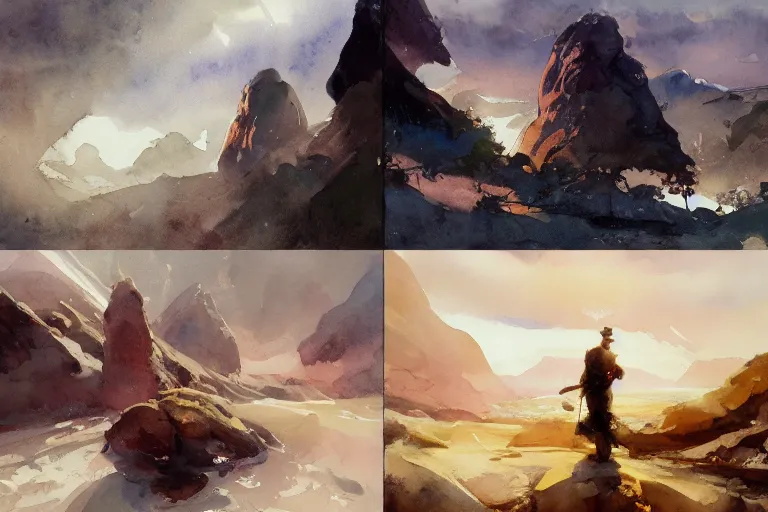 Image similar to small centered on watercolor paper, paint brush strokes, abstract watercolor painting of rose mountain, cinematic light, american romanticism by hans dahl, by jesper ejsing, by anders zorn, by greg rutkowski, by greg manchess, by tyler edlin