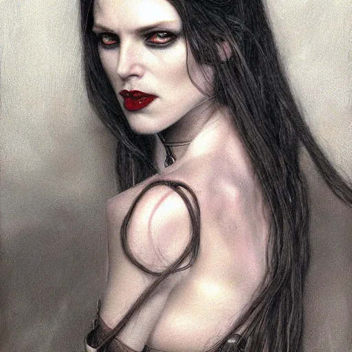 Prompt: portrait of a lady vampire, 35mm, victorian, depth of field, ominous, sharp, highly detailed, photorealistic, realistic, unreal 5, high definition, 8k, deviantart, donato giancola, irwin penn