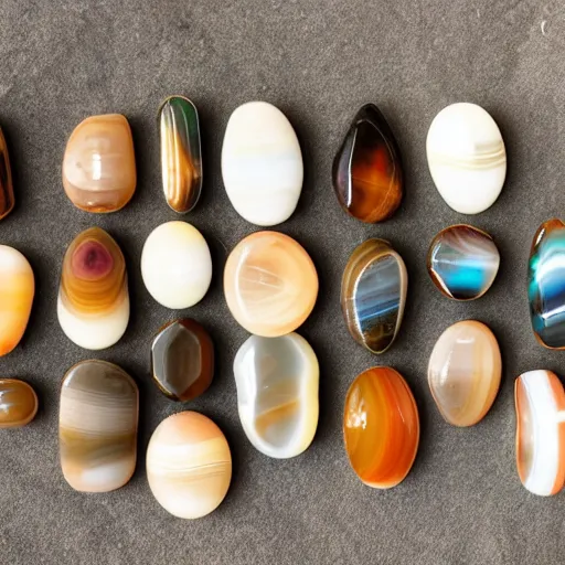 Prompt: banded agates that look like a tropical beach