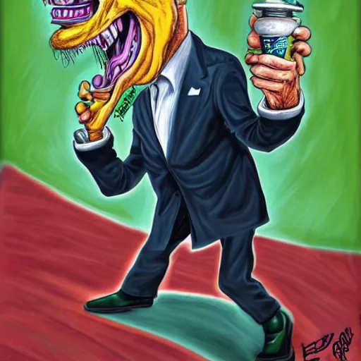 Prompt: freaky portrait of Joe Biden as Rat Fink by Ed 'Big Daddy' Roth