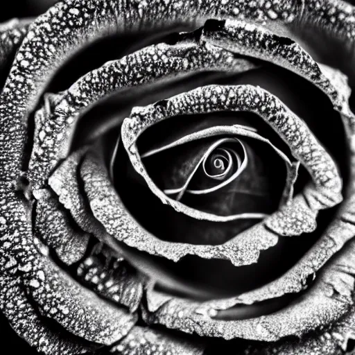 Image similar to award - winning macro of a beautiful black rose made of glowing molten magma