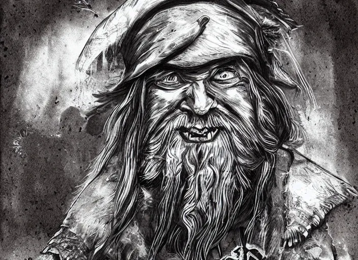 Image similar to a bearded pirate, digital art