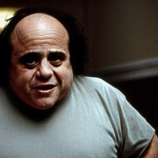 Image similar to Danny Devito, film still from the movie The Shining