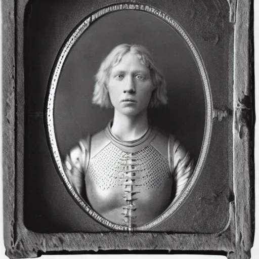 Image similar to tintype photo of brienne of tarth, wearing armor, by julia margaret cameron 1 8 8 0 s, realistic, body shot, sharp focus, 8 k high definition, insanely detailed, intricate, elegant