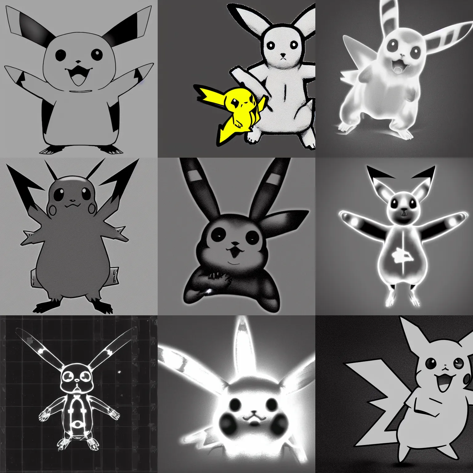 Prompt: X-ray image of a pikachu