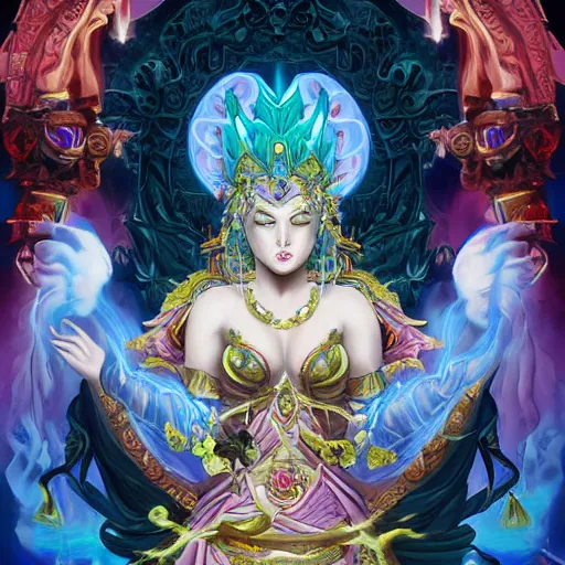 Prompt: a beautiful goddess of destruction by Jun Yung Shin