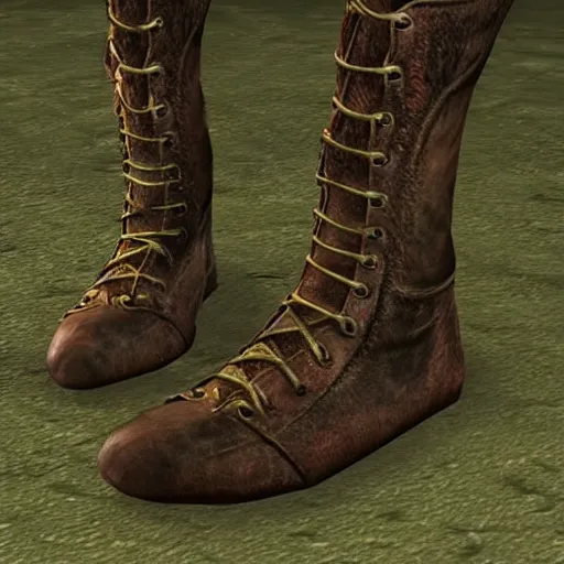 Prompt: boots made from argonian leather realistic photograph detailed