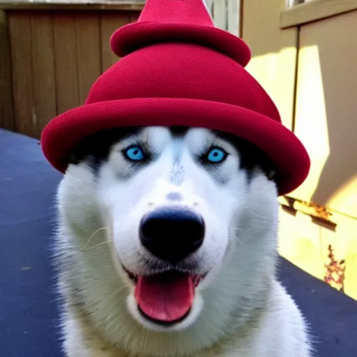 Prompt: A photo of a Husky dog wearing a hat