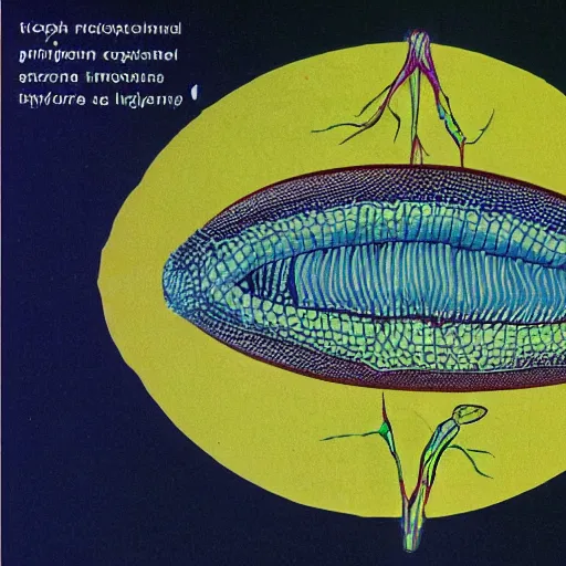 Image similar to Xiphosura, scientific depiction, Textbook Illustration in clolour, 1982