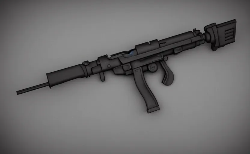 Image similar to submachine gun, design concept art, gritty, studio lighting, 3d render, octane render