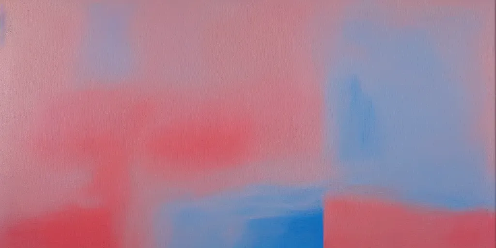 Prompt: abstract art, minimalist, modern art, peach pink and blue, oil paints