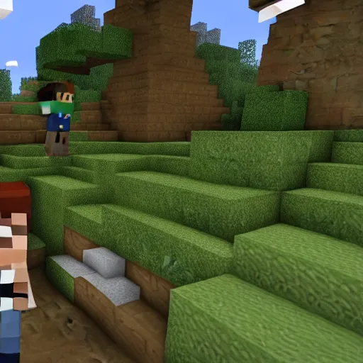 Image similar to Steve from Minecraft, Minecraft Steve is falling into the dark frightening abyss, dramatic