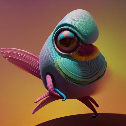 Image similar to a snailbird, a snailbird is a personified happy snail mixed with a bird, has wings, has snail shell, octane render, uhd, by beeple, james jean and petra collins,