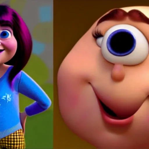 Image similar to pixar character transgender woman with down syndrome