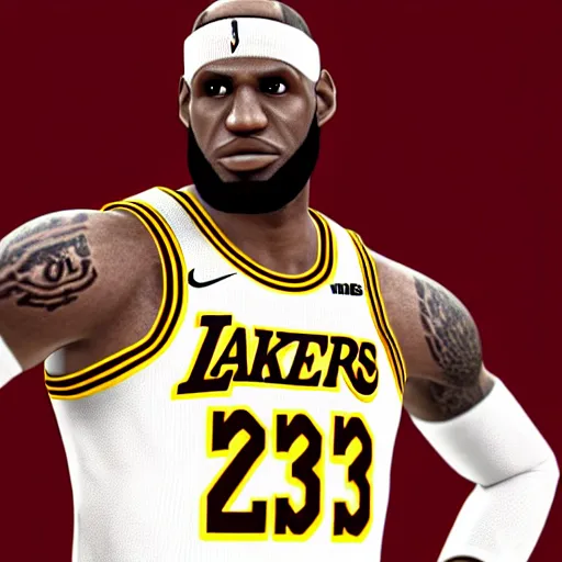 Image similar to 3 d render of lebron james as a super smash bros. character, white background, intricate high quality textures, cartoonish render, impressive lighting techniques, highly detailed, cinematic lighting, dramatic posing, 8 k quality, dramatic rim lighting, high quality