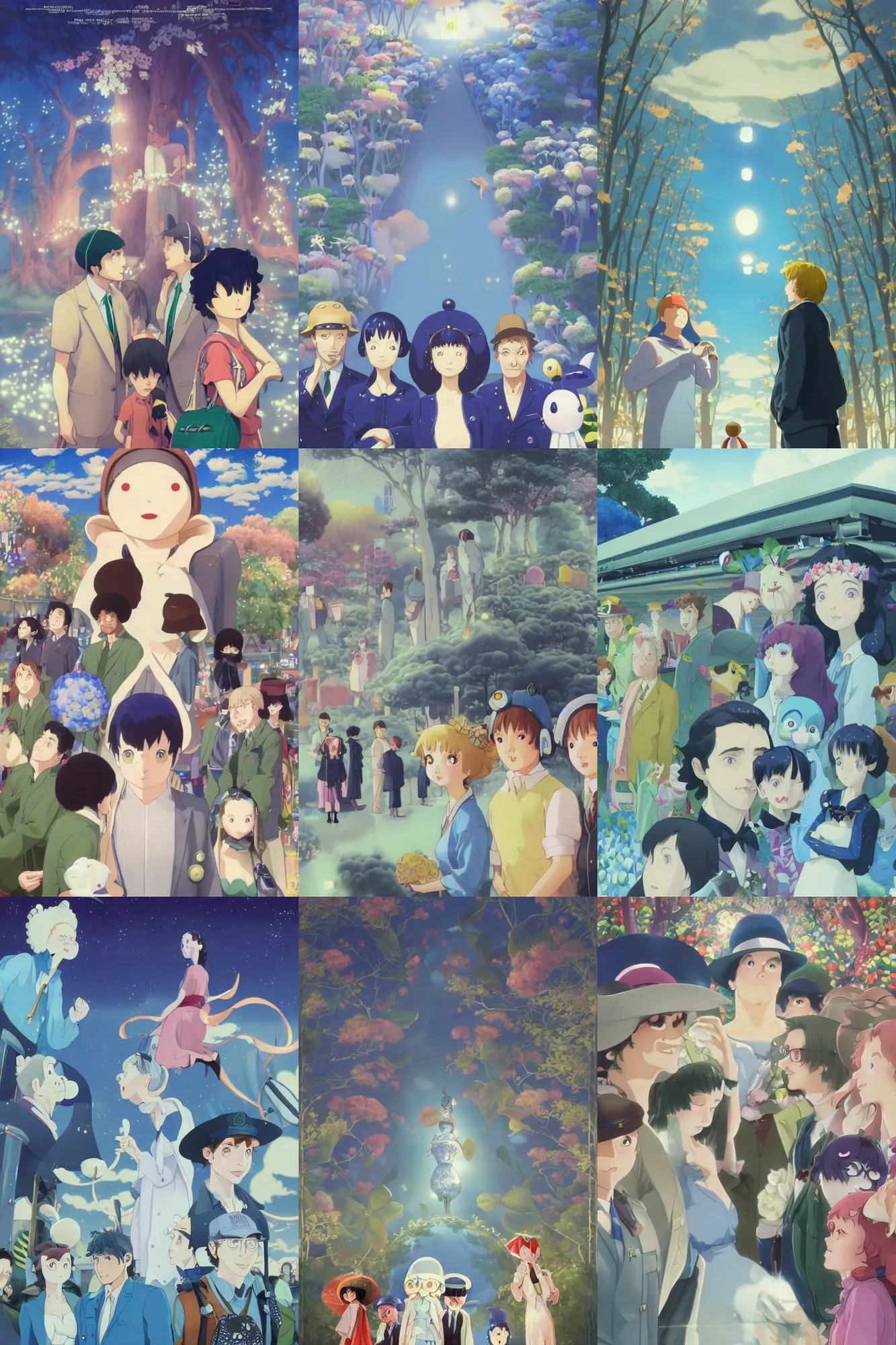 Prompt: a beautiful time at a airport baggage claim solving mysteries, Klaus Movie poster, artwork by Chiho Aoshima, Donato Giancola, Jordan Grimmer, a Rendering illustration of a cinematic beautiful closeup moment of friends standing facing toward their love, full of details, full view, Matte painting, trending on artstation, Mamoru hosoda