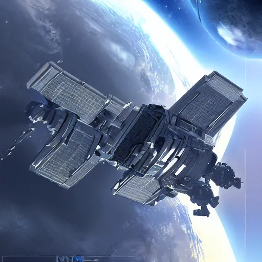 Prompt: a battle spaceship in orbit of Earth, beautiful, highly detailed, cinematic , realistic -n 4 , 8k