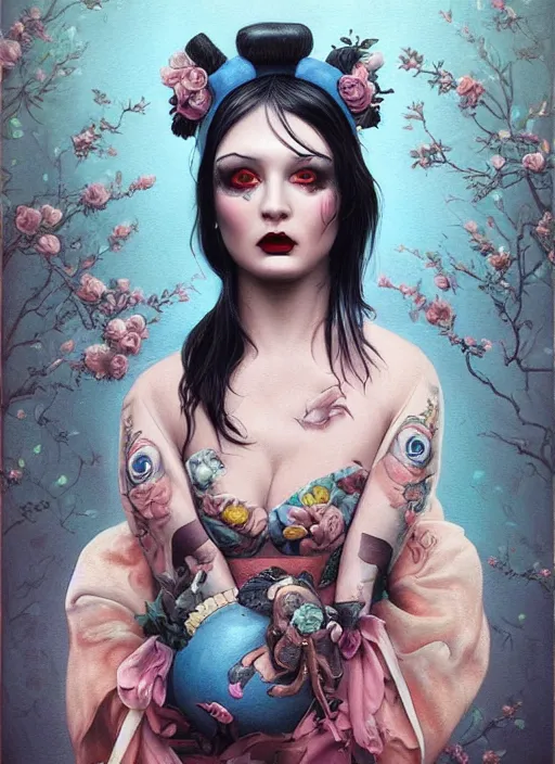 Prompt: pop surrealism, lowbrow art, realistic sylvester stallone painting, japanese street fashion, hyper realism, muted colours, rococo, natalie shau, loreta lux, tom bagshaw, mark ryden, trevor brown style,