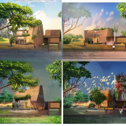 Image similar to concept art of a realistic house adapted to climate change