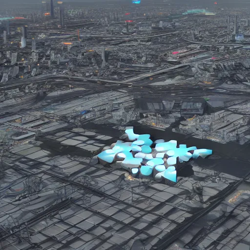 Image similar to Kazimierz Malewicz motherboard wall panel tile airport structure and digital billboard stars points cloud in the middle, unreal engine 5 lumen global illumination, keyshot, octane, artstation trending, ultra high detail, ultra realistic, cinematic, 8k, 16k, in style of zaha hadid, in plastic, dark, tilt shift,