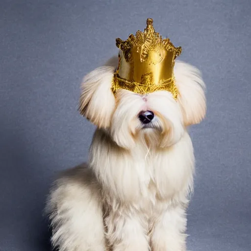 Prompt: cream - colored havanese dog as beyonce, fashion photography, studio lighting