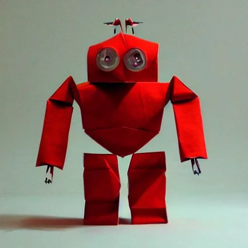 Image similar to a robot made of origami, cute, artwork