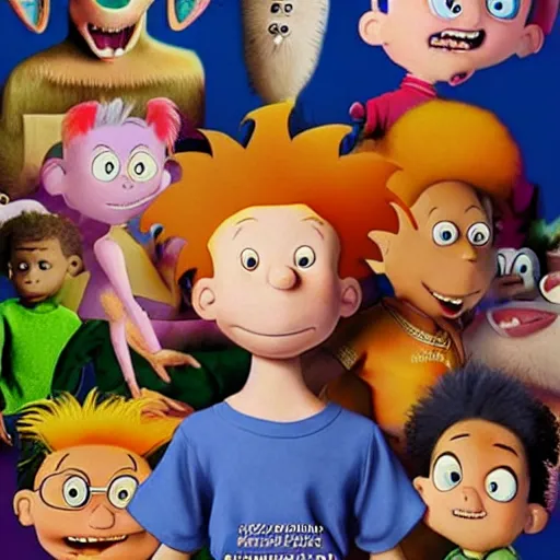 Image similar to the Rugrats, live action, movie poster, high detail, photo realistic, high detailed face, cinematic, studio lighting