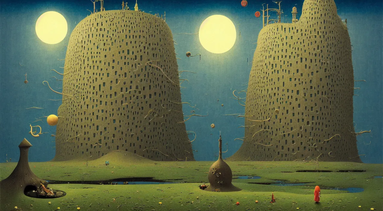 Image similar to single flooded simple!! naoto hattori tower, very coherent and colorful high contrast masterpiece by norman rockwell franz sedlacek hieronymus bosch dean ellis simon stalenhag rene magritte gediminas pranckevicius, dark shadows, sunny day, hard lighting