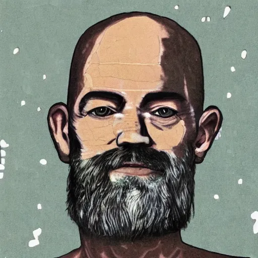 Prompt: cave painting of michael stipe