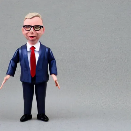 Image similar to michael gove action figure, figurine, product photo, realistic