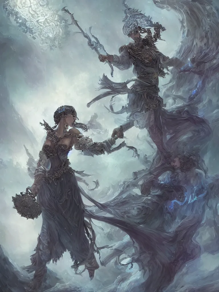Prompt: mystic gravekeeper, legends of runeterra art style, epic fantasy style art by Dao Trong Le, fantasy epic digital art, epic fantasy card game art by Horace Hsu