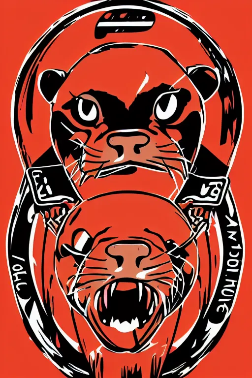 Image similar to in the style of max prentis and deathburger and laurie greasley a vector e-sports vector logo of a otter, highly detailed, colourful, 8k wallpaper