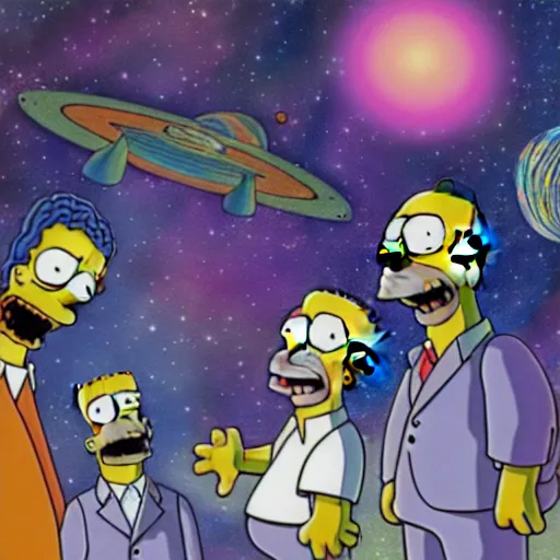 Image similar to trippy simpsons in space