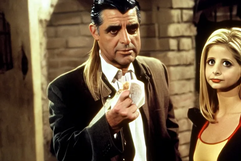 Image similar to sarah michelle gellar as buffy and cary grant as giles in buffy the vampire slayer