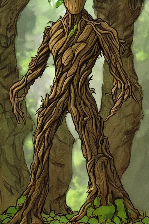 Image similar to Groot on a forest, concept art