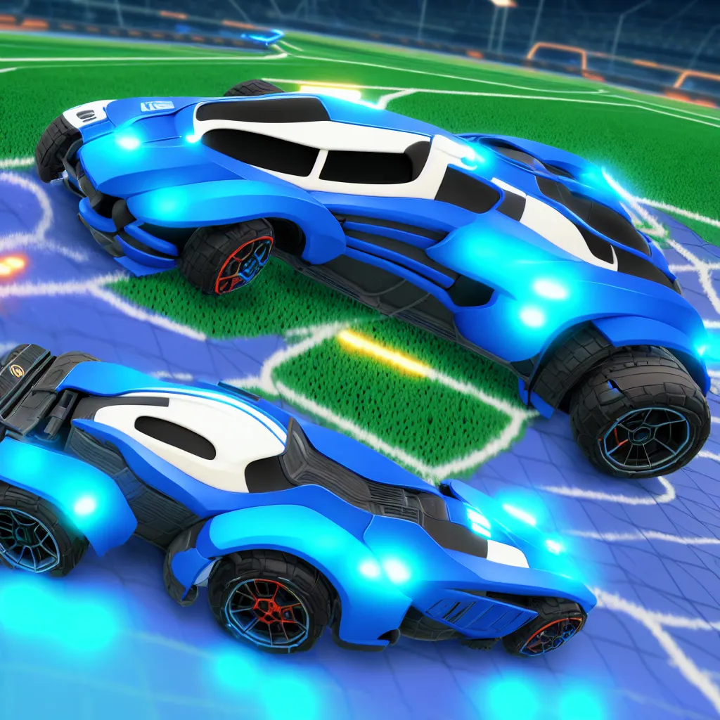 Image similar to rocket league, one octane, parked, side profile, 4 k render, cinema 4 d, hyper realistic, light blue lighting