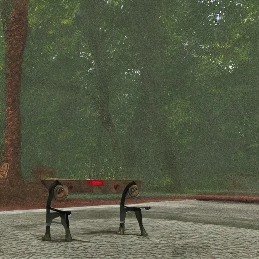 Image similar to a big friendly jungle crow in a park in a rainy day, digital painting, ultra detailed, unreal engine 5