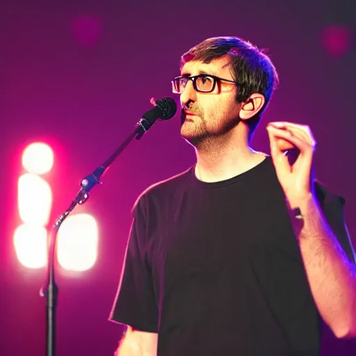 Prompt: Louis Theroux in concert, rapping
