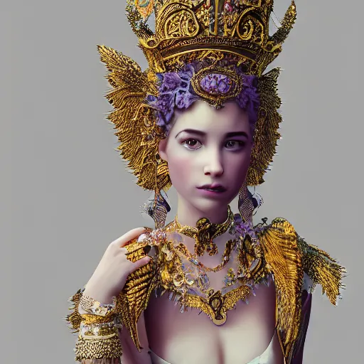 Prompt: portrait of teenage princess. ornate and intricate. 4 k. octane render.