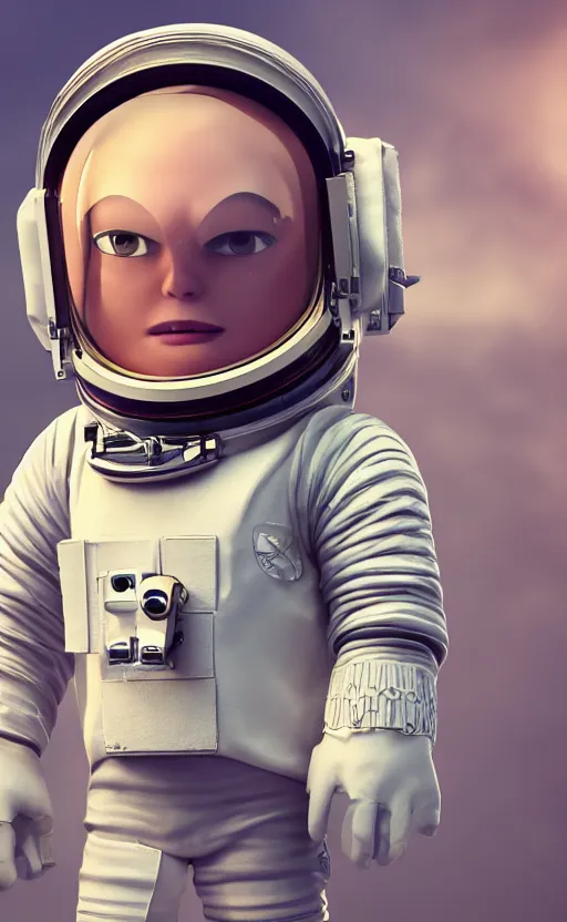 Image similar to astronaut, flawless symmetrical pretty cute face, clash of clans, 8 k, shallow depth of field, intricate detail, 3 d render,