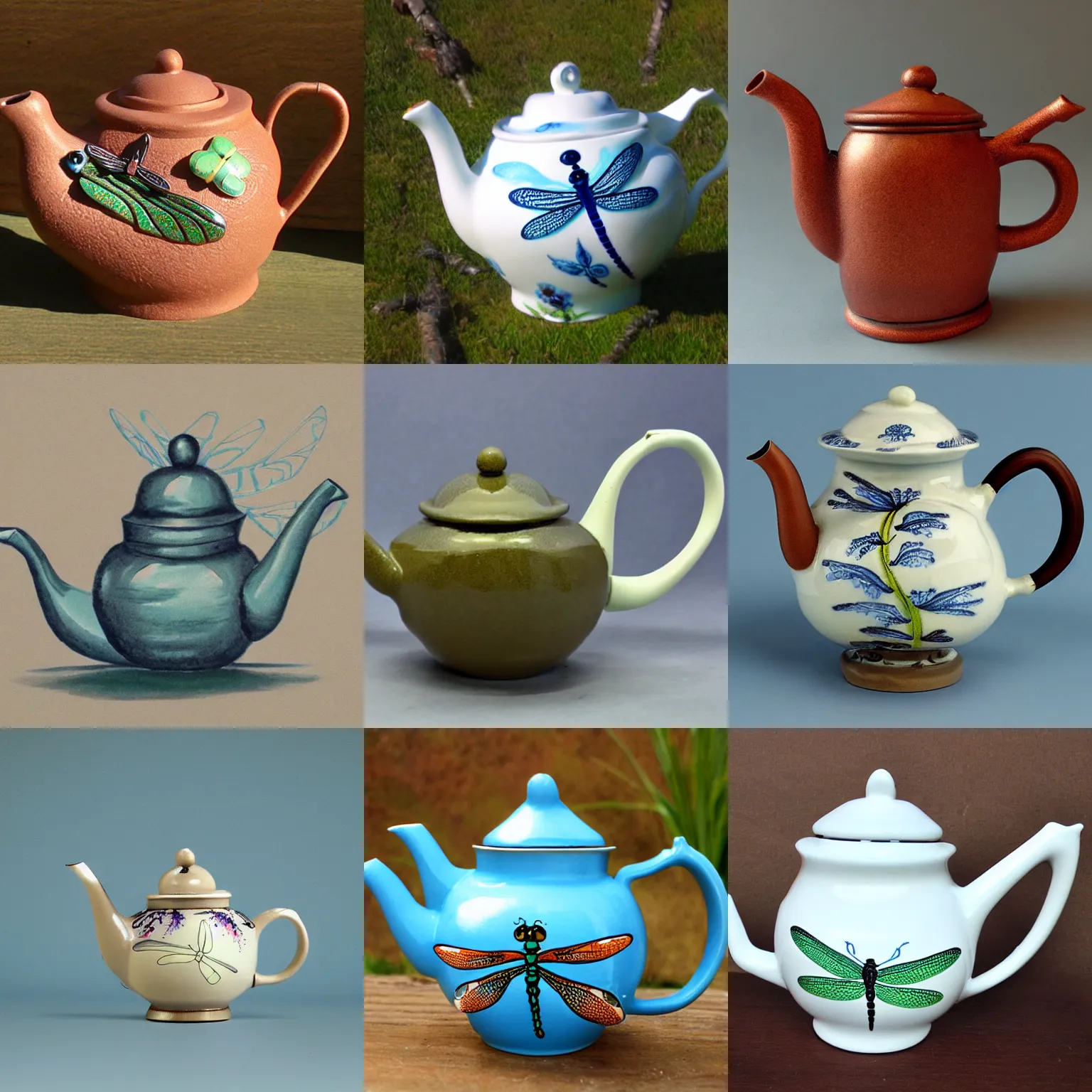 Prompt: dragonfly-teapot