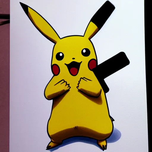 Prompt: pikachu holding a gun. hyperdetailed photorealism