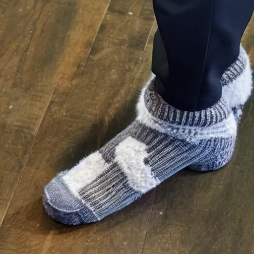 Image similar to My boss is wearing fluffy moro socks